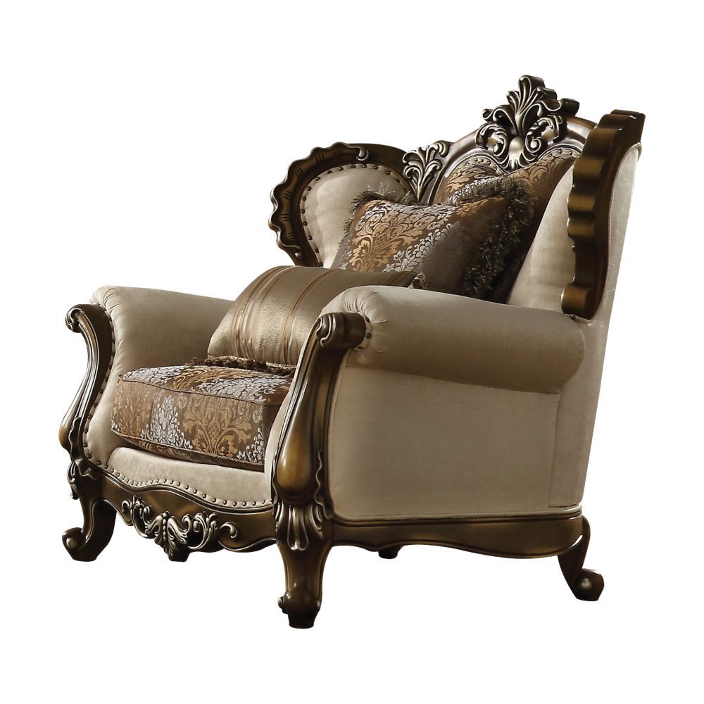 Tan, Pattern Fabric Latisha Chair W/2 Pillows 52117 by ACME