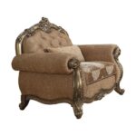 Fabric & Vintage Oak Finish Ragenardus Chair 56032 by ACME Living Chairs Mobilia Cleopatra 8 Fabric & Vintage Oak Finish Ragenardus Chair 56032 by ACME 8