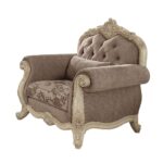 Gray Fabric & Antique White Finish Ragenardus Chair W/Pillow 56022 by ACME Living Chairs Mobilia Cleopatra 7 Gray Fabric & Antique White Finish Ragenardus Chair W/Pillow 56022 by ACME 7