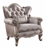 Fabric & Champagne Finish Jayceon Chair W/Pillow 54867 by ACME 11