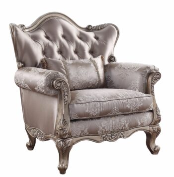 Fabric & Champagne Finish Jayceon Chair W/Pillow 54867 by ACME