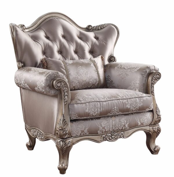 Fabric & Champagne Finish Jayceon Chair W/Pillow 54867 by ACME 7