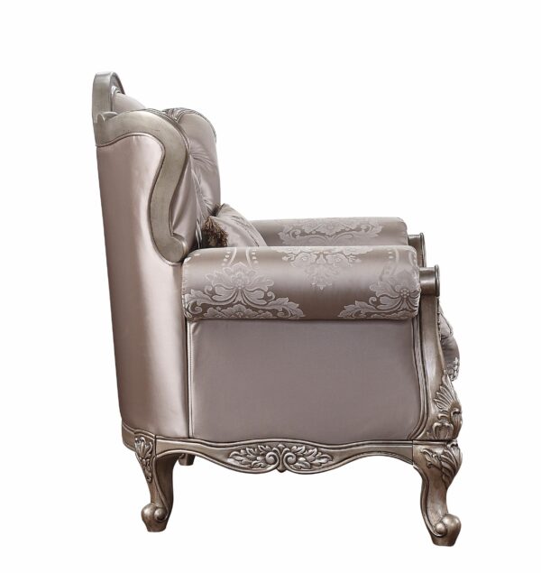 Fabric & Champagne Finish Jayceon Chair W/Pillow 54867 by ACME - Image 3