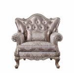 Fabric & Champagne Finish Jayceon Chair W/Pillow 54867 by ACME 14
