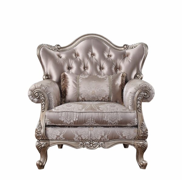 Fabric & Champagne Finish Jayceon Chair W/Pillow 54867 by ACME - Image 4