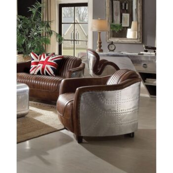 Brancaster Brown Leather Accent Chair by ACME