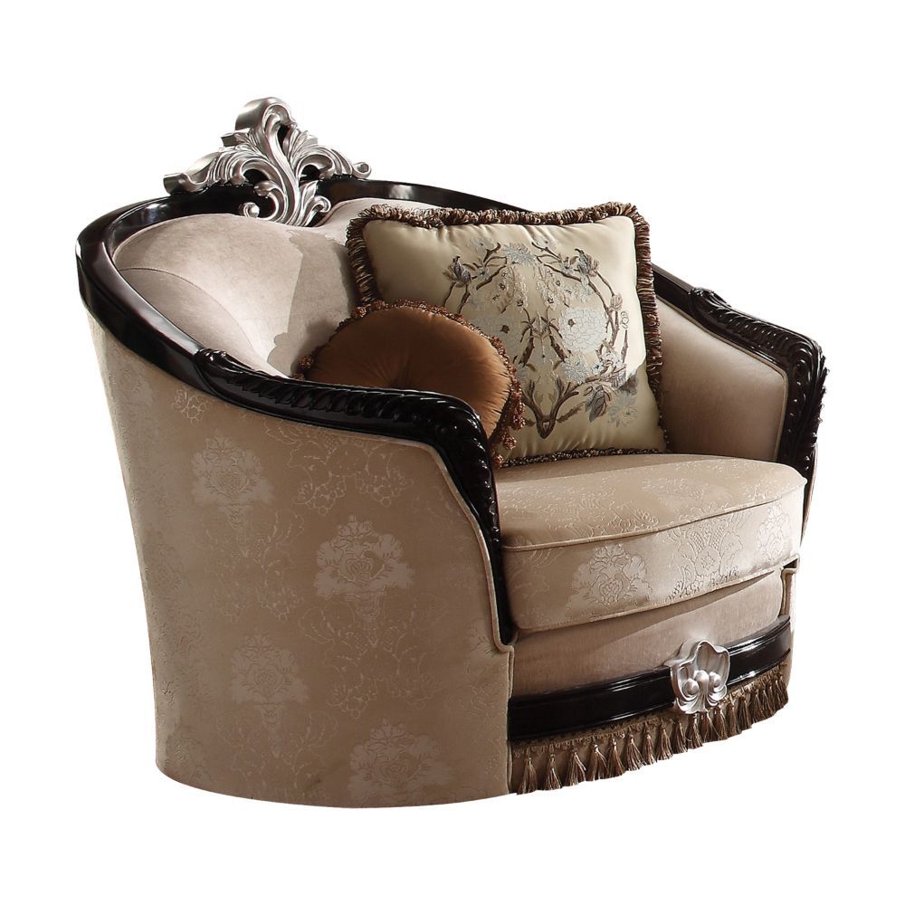 Tan Fabric Ernestine Chair W/2 Pillows 52112 by ACME