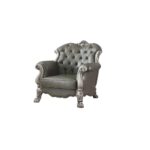 Synthetic Leather & Vintage Bone White Finish Dresden Chair W/Pillow 58177 by ACME Living Chairs Mobilia Cleopatra 14 Synthetic Leather & Vintage Bone White Finish Dresden Chair W/Pillow 58177 by ACME 14