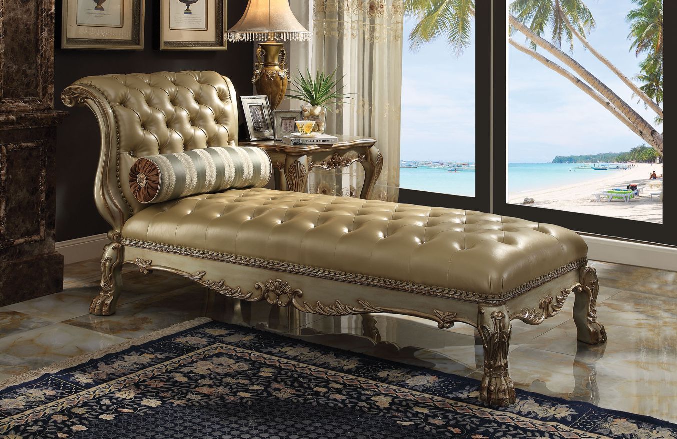 Bone Leather Dresden Chaise W/Pillow 96489 by ACME