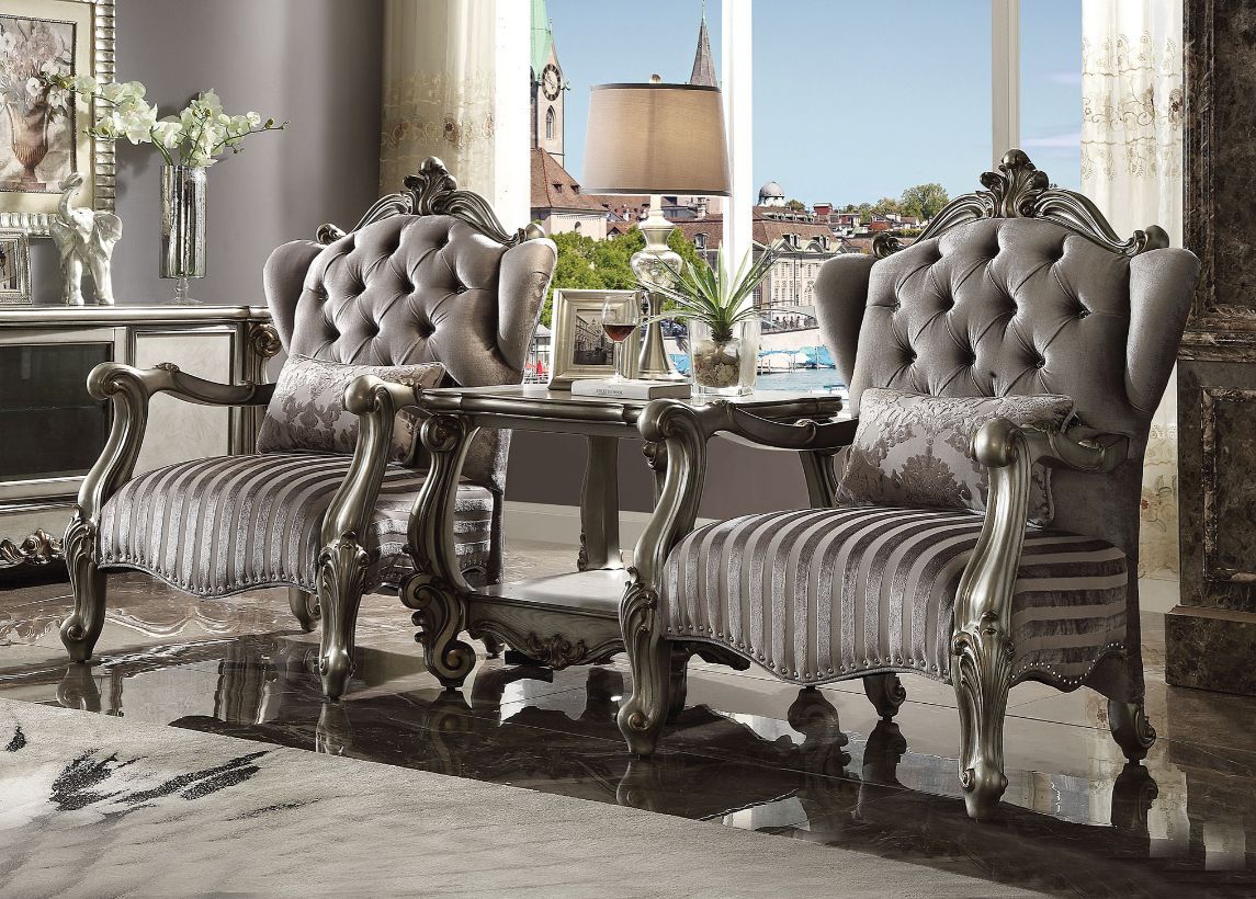Velvet Versailles Chair W/Pillow 56847 by ACME