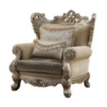 Fabric & Champagne Finish Ranita Chair W/2 Pillows 51042 by ACME 13