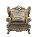 Fabric & Champagne Finish Ranita Chair W/2 Pillows 51042 by ACME 17