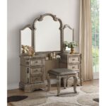 Antique Silver Finish Northville Vanity Desk 26940 by ACME Bedroom Vanities Mobilia Cleopatra 7 Antique Silver Finish Northville Vanity Desk 26940 by ACME 7