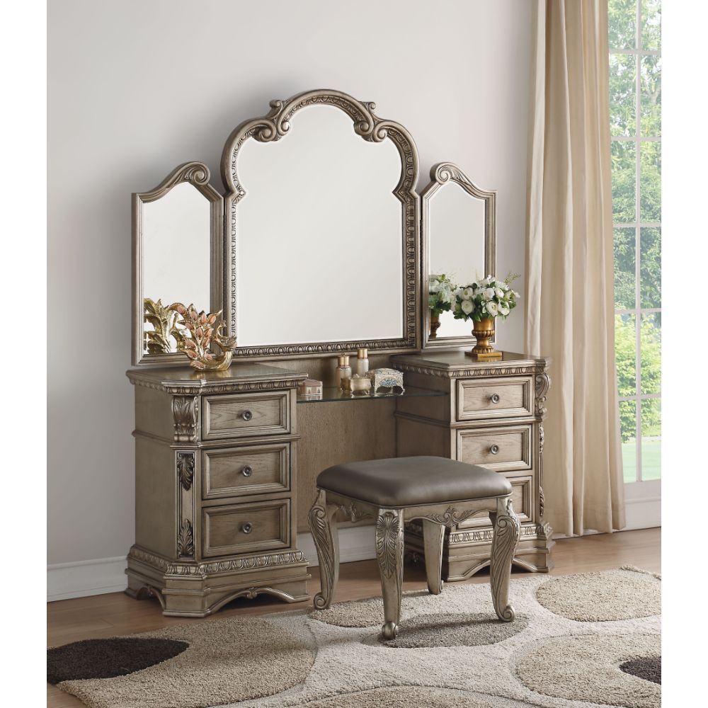 Antique Silver Finish Northville Vanity Desk 26940 by ACME