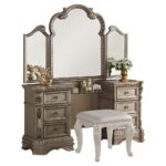 Antique Silver Finish Northville Vanity Desk 26940 by ACME Bedroom Vanities Mobilia Cleopatra 8 Antique Silver Finish Northville Vanity Desk 26940 by ACME 8
