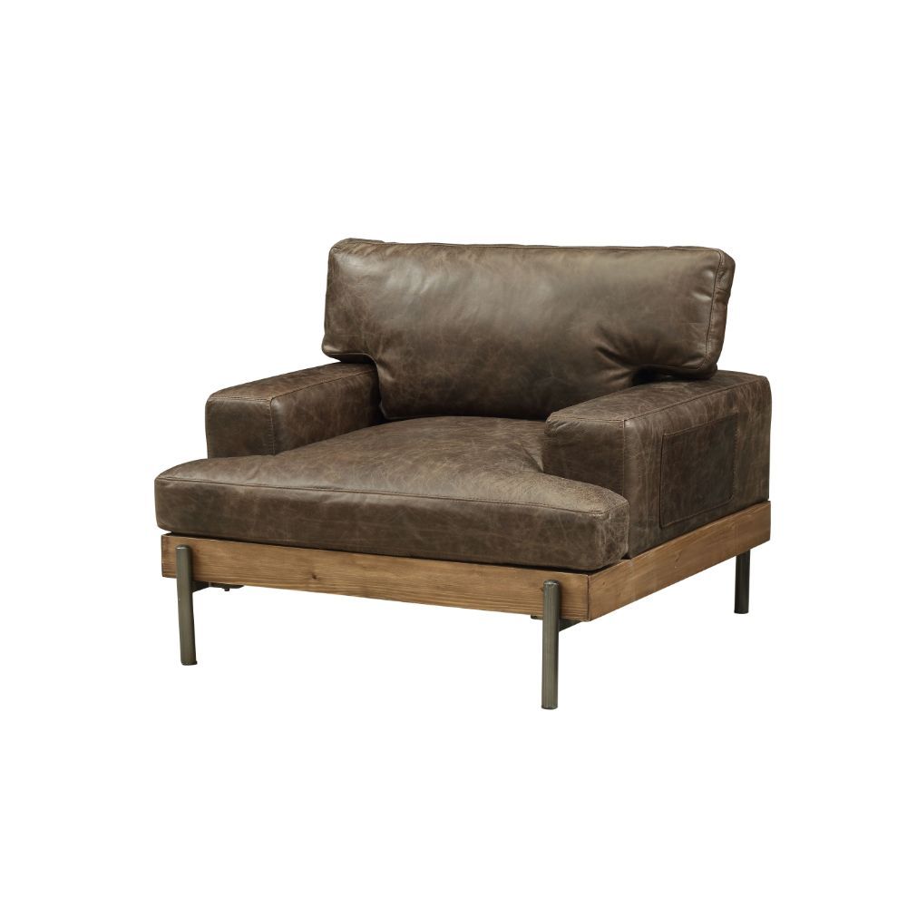 Distress Chocolate Leather Silchester Chair 52477 by ACME
