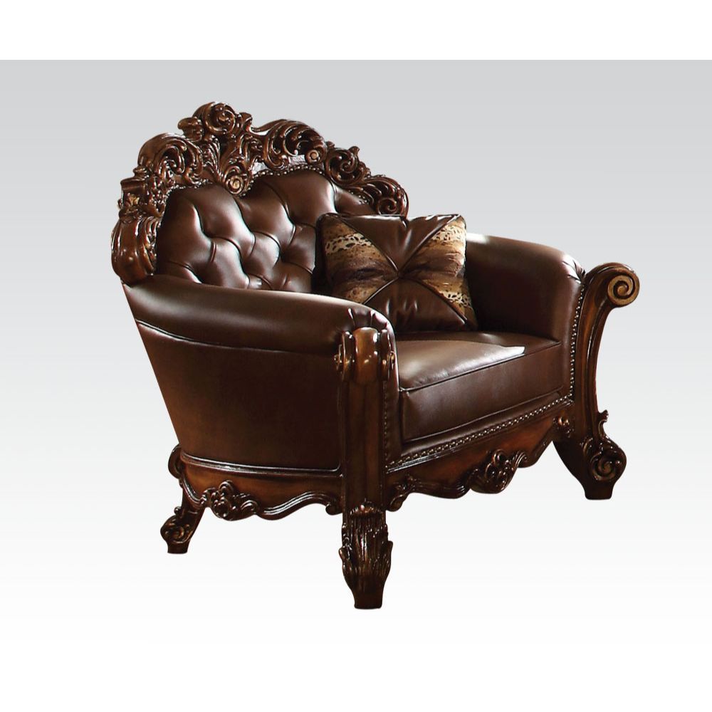 Vendome Chair W/Pillow in Cherry Leather 52003 by ACME