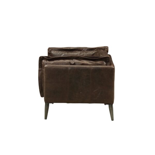 Distress Chocolate Leather Porchester Chair 52482 by ACME - Image 3