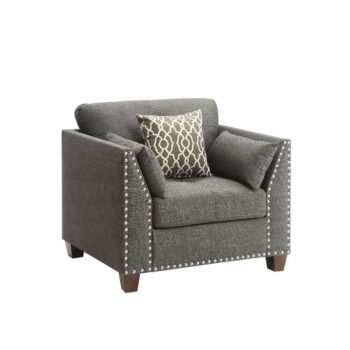 Charcoal Linen Laurissa Chair W/3 Pillows 52407 by ACME