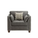 Charcoal Linen Laurissa Chair W/3 Pillows 52407 by ACME Living Chairs Mobilia Cleopatra 14 Charcoal Linen Laurissa Chair W/3 Pillows 52407 by ACME 14
