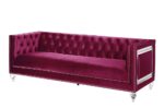 Heibero Sofa With 2 Pillows in Burgundy Velvet LV01400 by ACME Luxury Living Room Furniture Mobilia Cleopatra 11 Heibero Sofa With 2 Pillows in Burgundy Velvet LV01400 by ACME 11