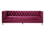 Heibero Sofa With 2 Pillows in Burgundy Velvet LV01400 by ACME Luxury Living Room Furniture Mobilia Cleopatra 12 Heibero Sofa With 2 Pillows in Burgundy Velvet LV01400 by ACME 12