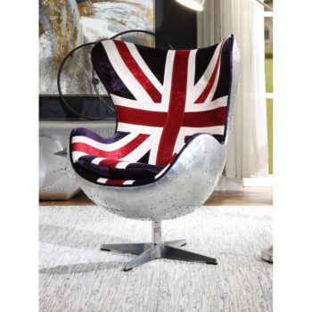 Brancaster British Flag Accent Chair With Swivel by ACME