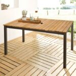 Gun Metal/Natural Teak MACKAY PATIO DINING TABLE GM-2004 BY Furniture of America. 11