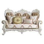 Fabric & Antique White Finish Vanaheim Loveseat W/5 Pillows LV00804 by ACME 16