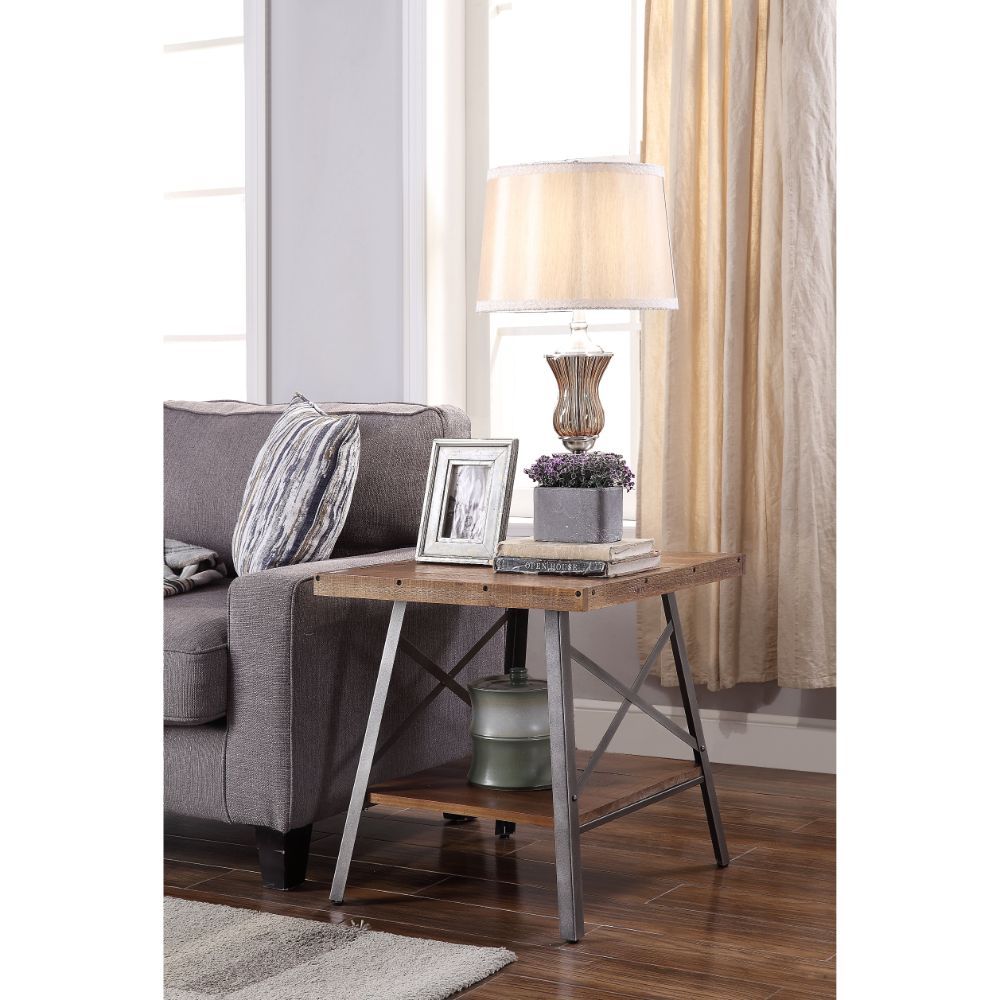Weathered Oak Ikram End Table 81177 by ACME