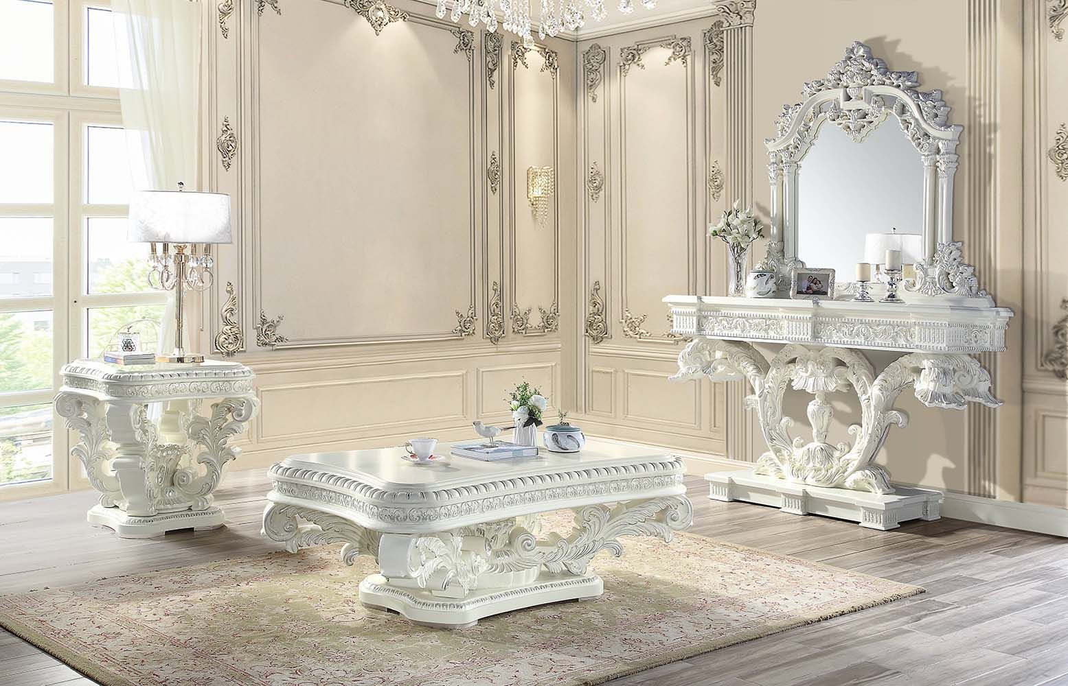 Antique White Finish Vanaheim Coffee Table LV00800 by ACME