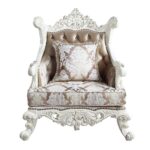 Fabric & Antique White Finish Vanaheim Chair W/Pillow LV00805 by ACME 18