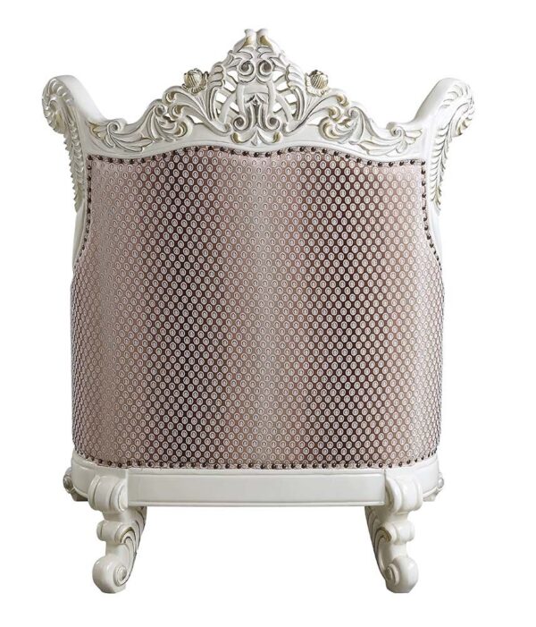Fabric & Antique White Finish Vanaheim Chair W/Pillow LV00805 by ACME - Image 4