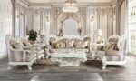 Fabric & Antique White Finish Vanaheim Sofa W/7 Pillows LV00803 by ACME Luxury Living Room Furniture Mobilia Cleopatra 20 Fabric & Antique White Finish Vanaheim Sofa W/7 Pillows LV00803 by ACME 20