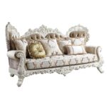 Fabric & Antique White Finish Vanaheim Sofa W/7 Pillows LV00803 by ACME Luxury Living Room Furniture Mobilia Cleopatra 15 Fabric & Antique White Finish Vanaheim Sofa W/7 Pillows LV00803 by ACME 15