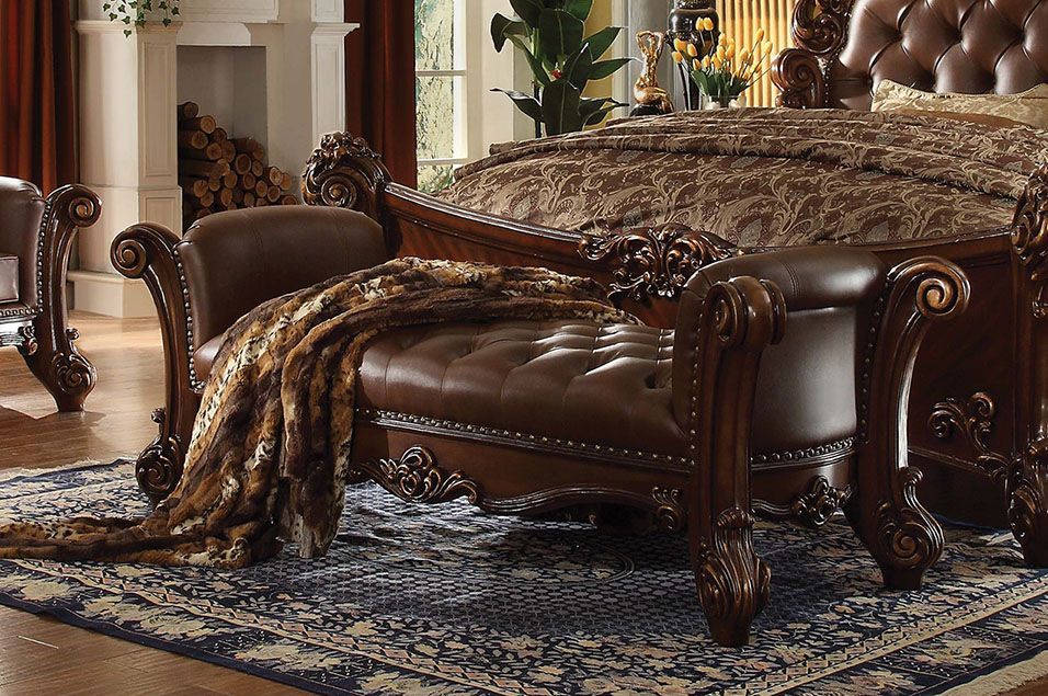 Vendome Bench in Cherry Leather 96490 by ACME