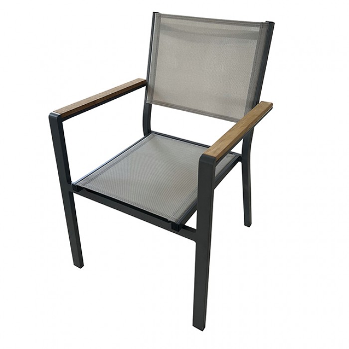 Gun Metal/Natural Teak MACKAY CHAIR GM-2005 BY Furniture of America.