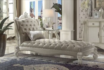 Versailles Chaise With Pillow in Gray Leather 96542 by ACME