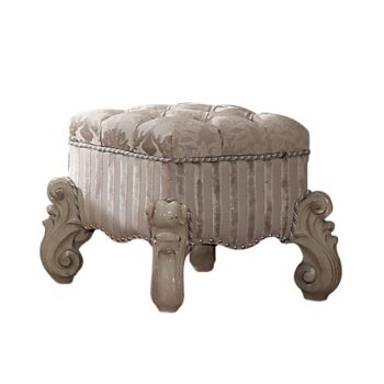Versailles Vanity Stool in Ivory Fabric 21138 by ACME