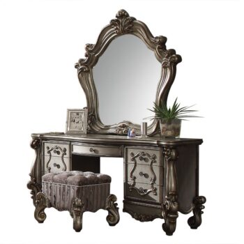 Antique Platinum Finish Versailles Vanity Desk 26847 by ACME