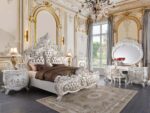 Beige Leather & Antique White Finish Vanaheim Eastern King Bed BD00671EK by ACME 15
