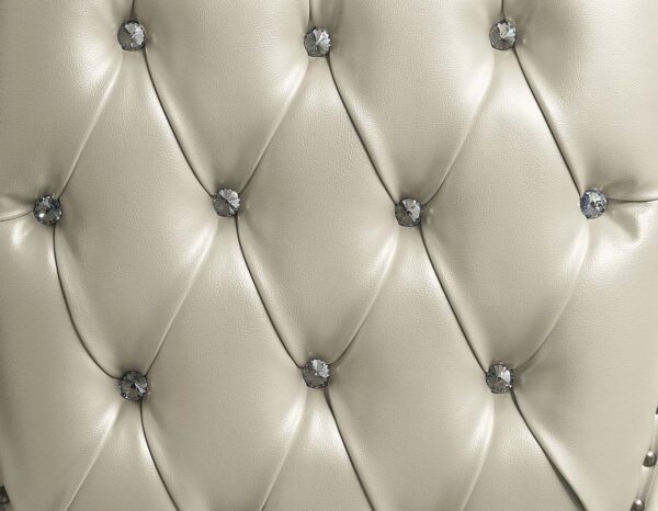 Beige Leather & Antique White Finish Vanaheim Eastern King Bed BD00671EK by ACME - Image 3