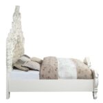 Beige Leather & Antique White Finish Vanaheim Eastern King Bed BD00671EK by ACME 18