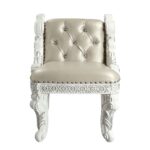 Beige Leather & Antique White Finish Vanaheim Vanity Stool BD00675 by ACME Bedroom Vanities Mobilia Cleopatra 12 Beige Leather & Antique White Finish Vanaheim Vanity Stool BD00675 by ACME 12