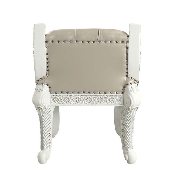 Beige Leather & Antique White Finish Vanaheim Vanity Stool BD00675 by ACME - Image 4