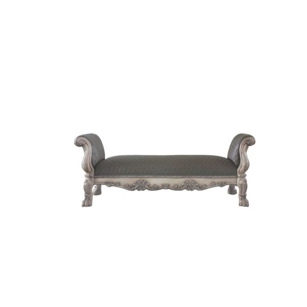 Dresden Leather Bench in Bone White Finish by ACME - Image 4