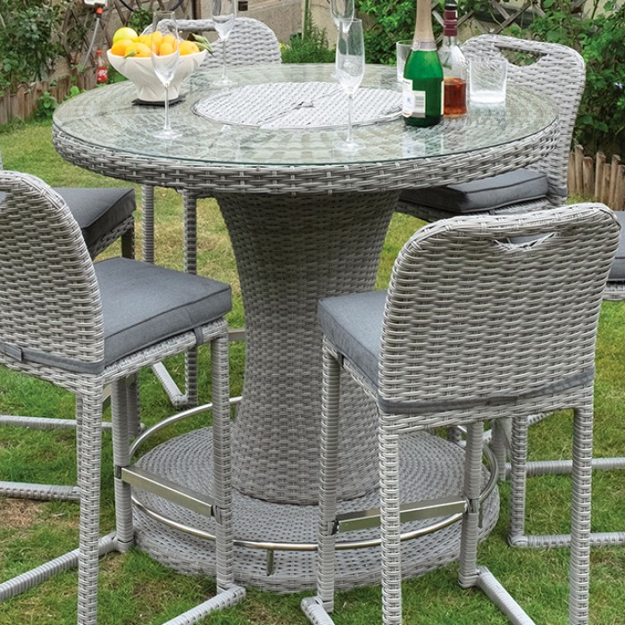 GRAY CYPRUS ROUND BAR TABLE GM-2006 BY Furniture of America.
