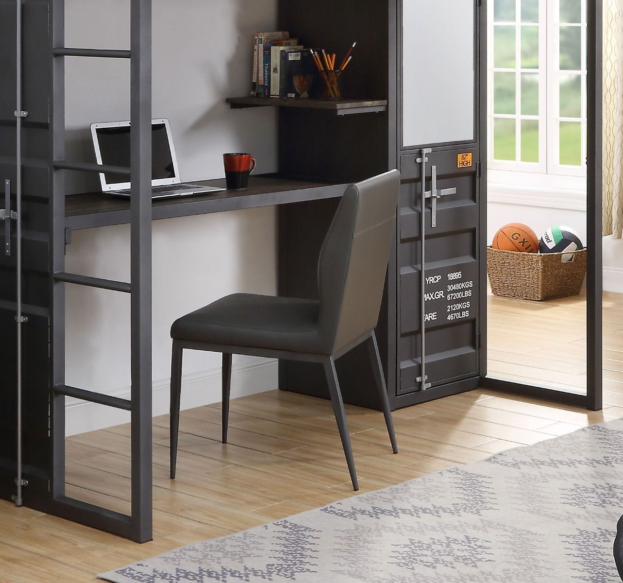 Gray Leather Cargo Chair 37959 by ACME