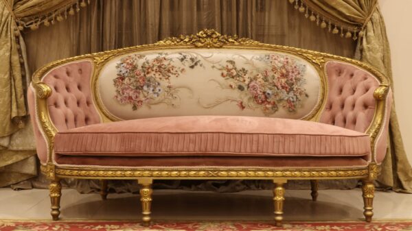 Handmade 5Pcs-Gold Peach Sofa Set - Image 2