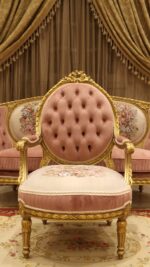 Handmade 5Pcs-Gold Peach Sofa Set 13